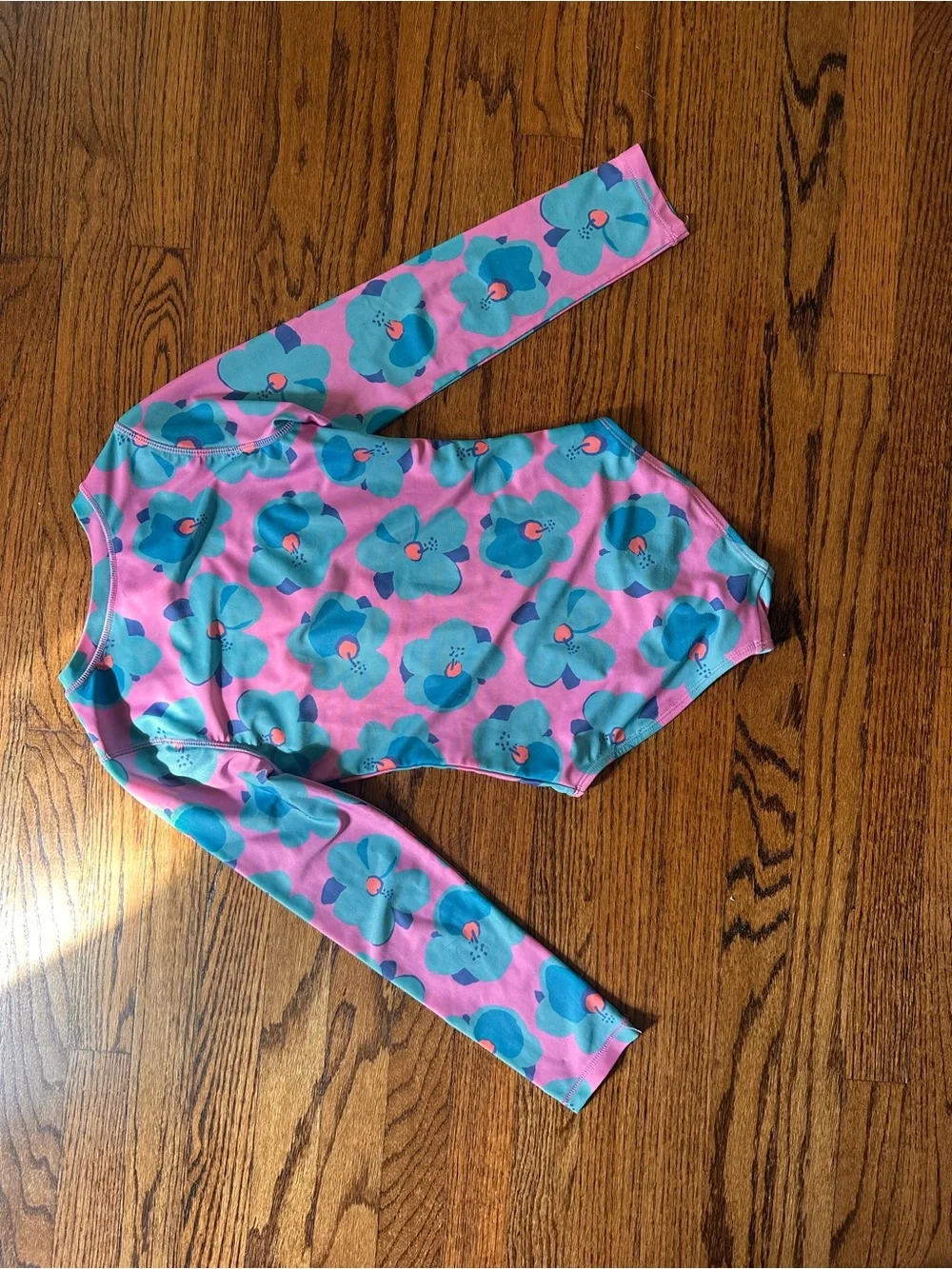 Tea Collection Pink and Blue Floral Rashguard Swimsuit